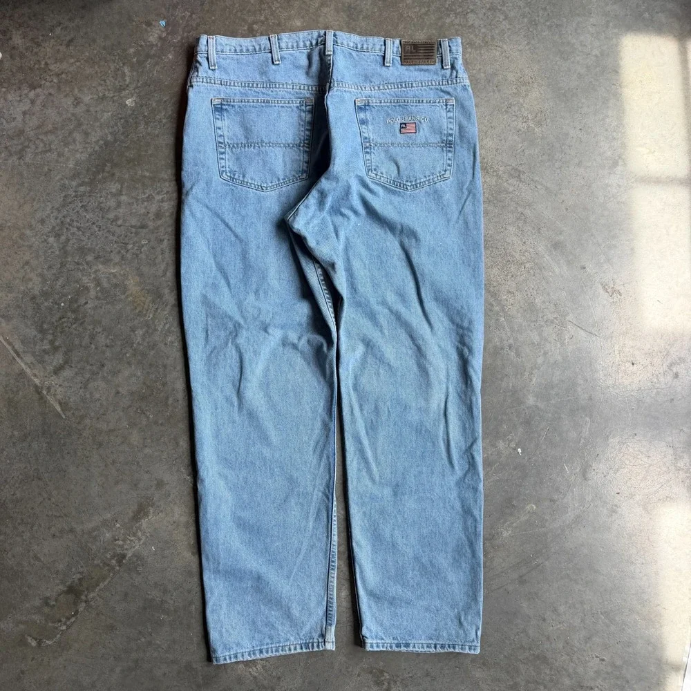 Vintage Y2K Polo Ralph Lauren Jean Co Embroidered Jeans Light Wash Mens 42x34